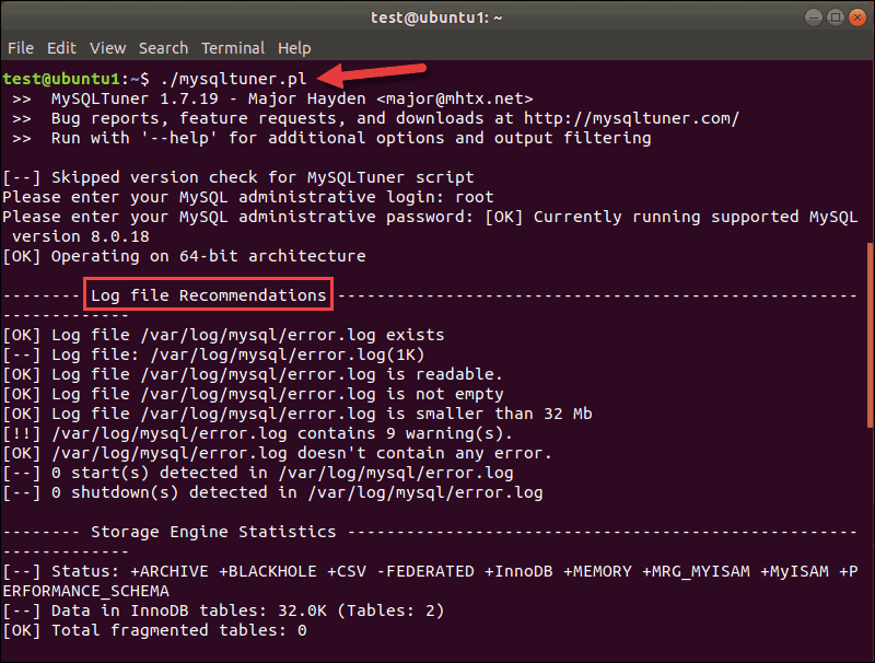 Ubuntu 中的 MySQLTuner 脚本和日志文件建议