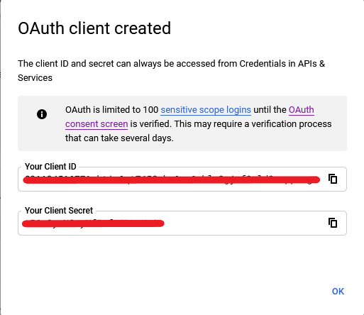 OAuth 凭据