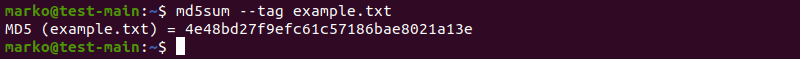 使用 --tag 选项以 BSD 格式输出校验和