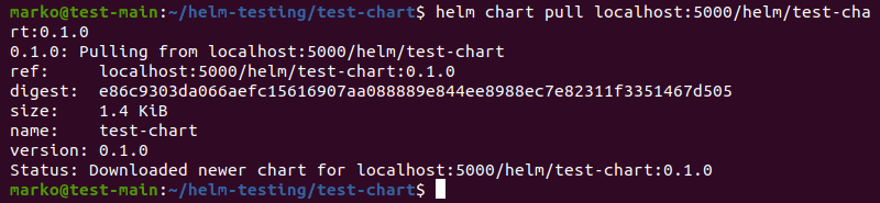 使用 helm chart pull 命令从注册表中提取 Helm chart。