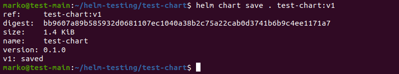 使用 helm chart save 命令在本地保存 Helm Chart。