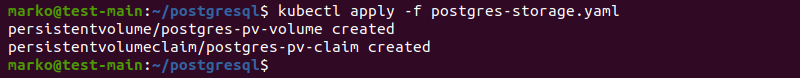 使用 kubectl 应用 PostgreSQL 持久卷和持久卷声明