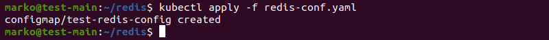 使用 yaml 文件和 kubectl apply 创建 redis 配置映射。