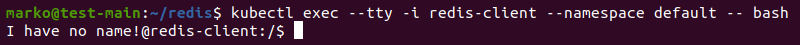 使用 kubectl exec 执行到 redis-client pod。