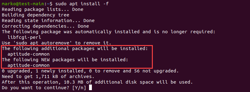 apt install 告诉 APT 定位丢失的包并安装它们