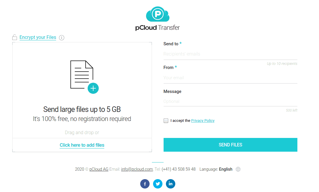 通过 pCloud Transfer 发送大文件