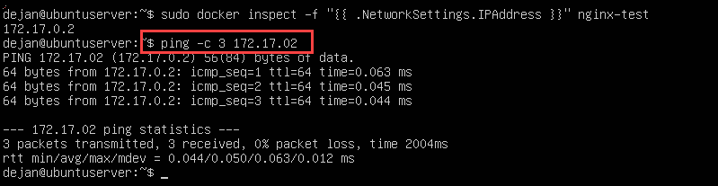 ping一个docker容器来验证ip地址