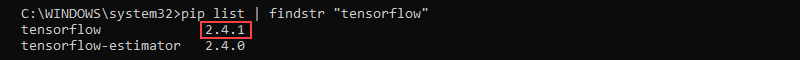 pip list findstr tensorflow 版本输出