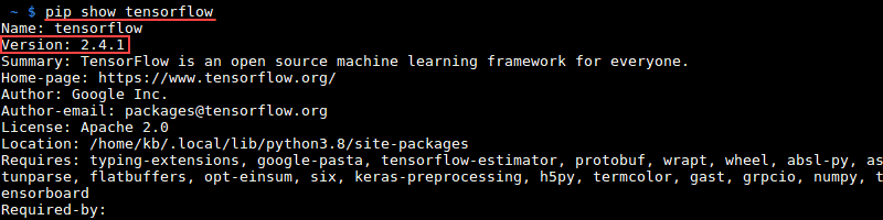 pip 显示 tensorflow 版本输出