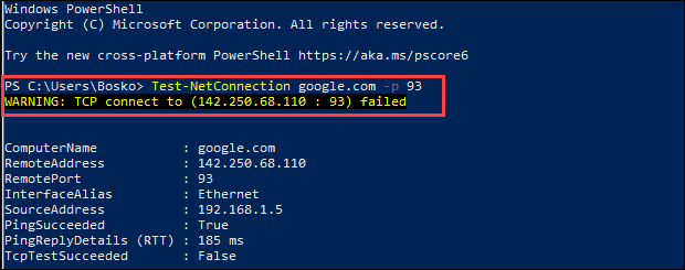 在 Windows 上使用 PowerShell ping 端口