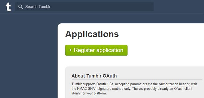 在 tumblr 上注册应用程序