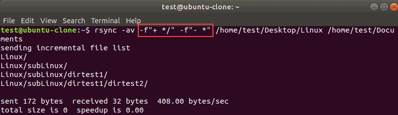 rsync 复制目录结构命令示例