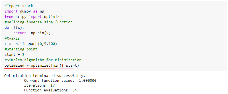 SciPy 优化 fmin 示例