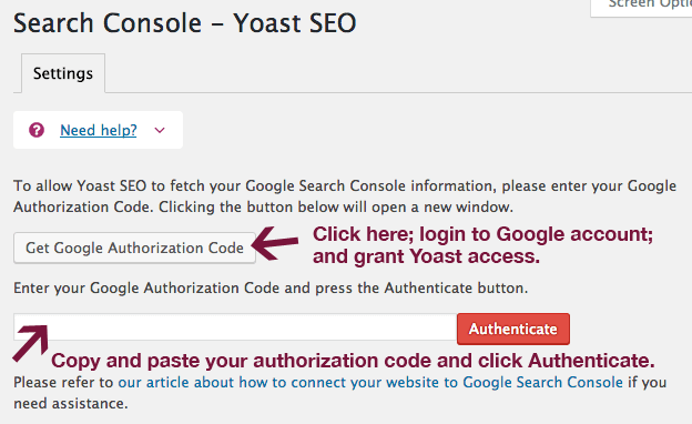 在 Yoast 中验证 Search Console 帐户。