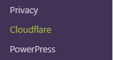 WordPress 仪表板中的设置 > Cloudflare