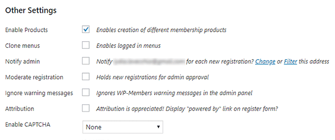 WP-Members 中的其他设置