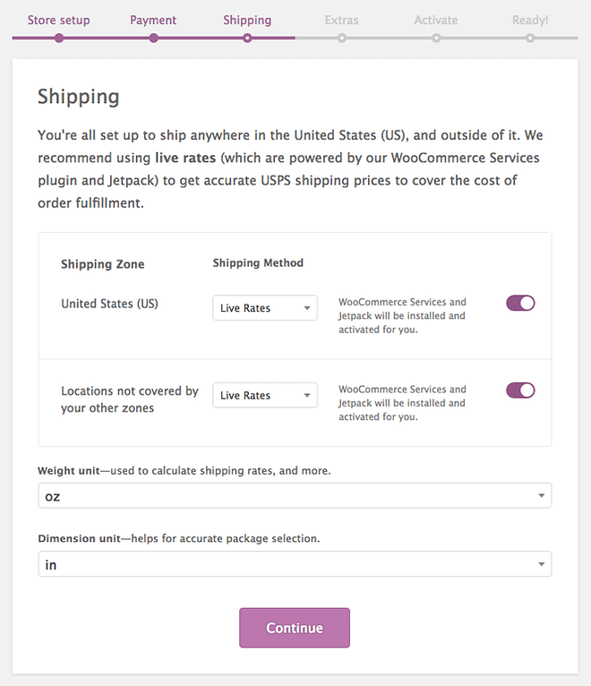 WooCommerce 中的运输设置