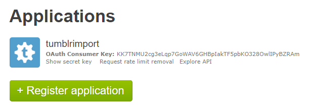 tumblr 应用程序的 OAuth 和密钥