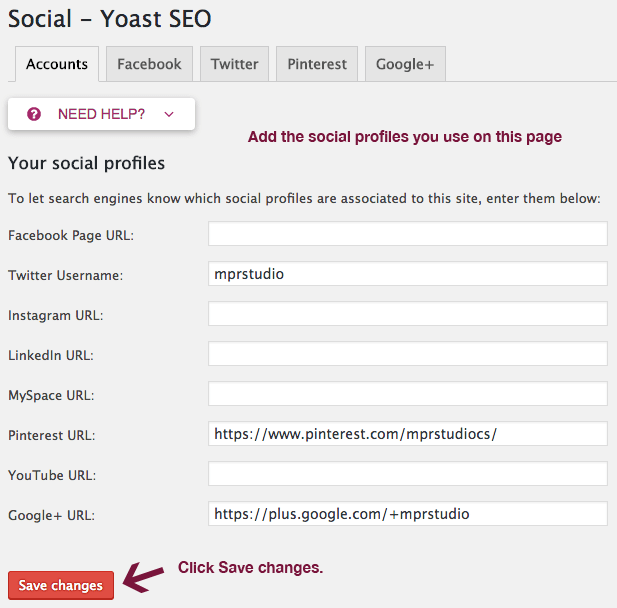 Yoast SEO 中的社交设置