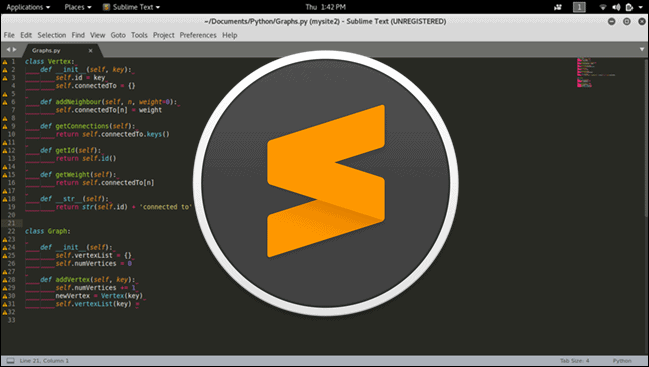 Sublime Text 编辑器，中间带有官方 Sublime Text 徽标