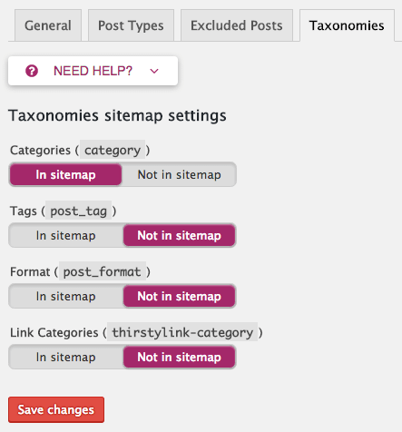 XML 站点地图中的分类法。