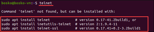 在 Linux 上安装 Telnet。