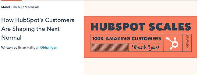 关于 HubSpot 客户的思想领导力博客文章示例