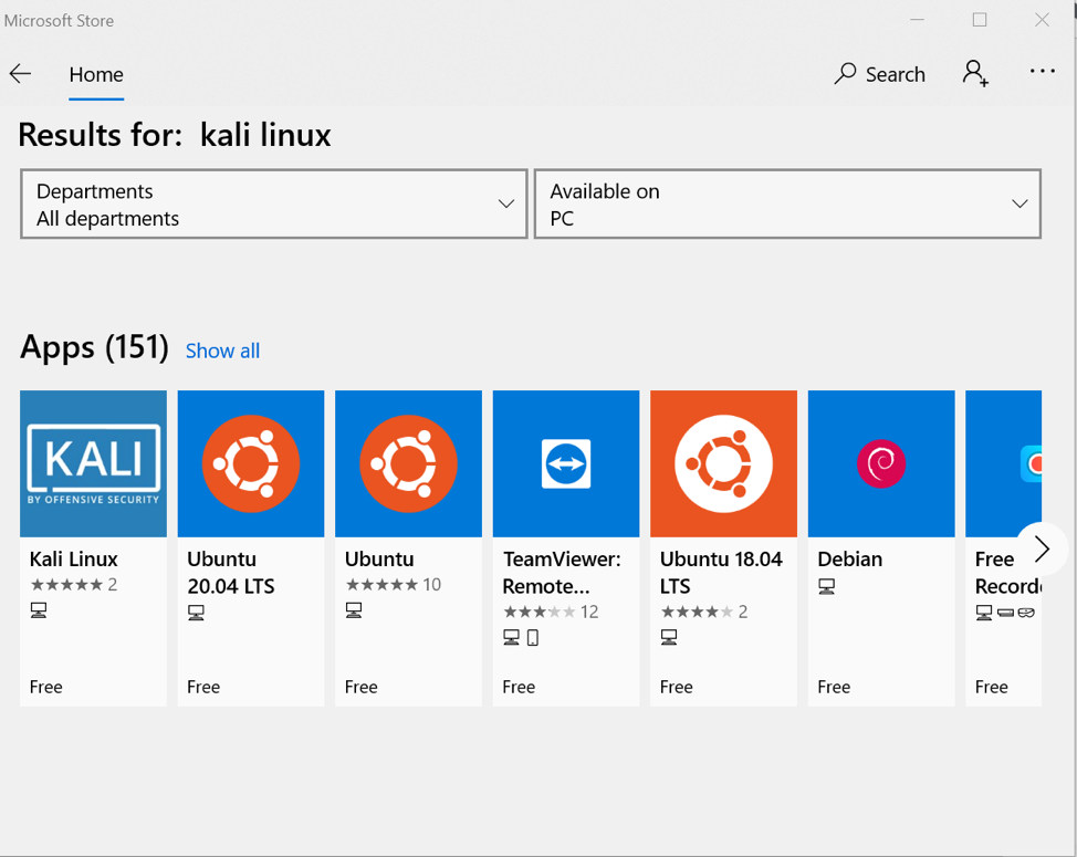 如何在Windows 10上使用Kali Linux应用程序？