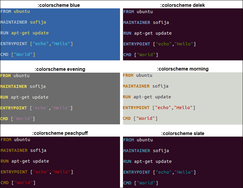 Vim 配色方案示例