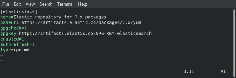 ELK 栈的自定义 repo 配置文件。