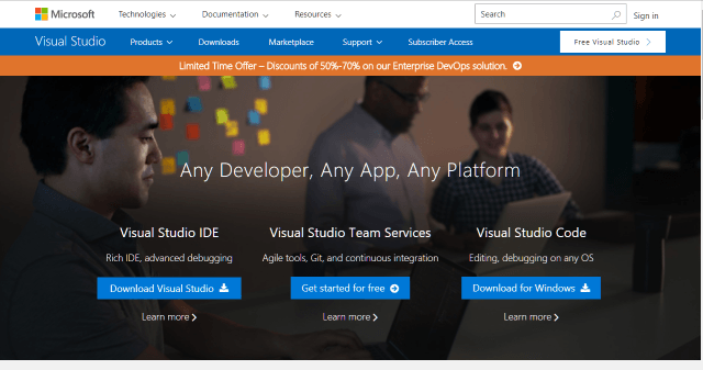 VisualStudio.com 屏幕截图