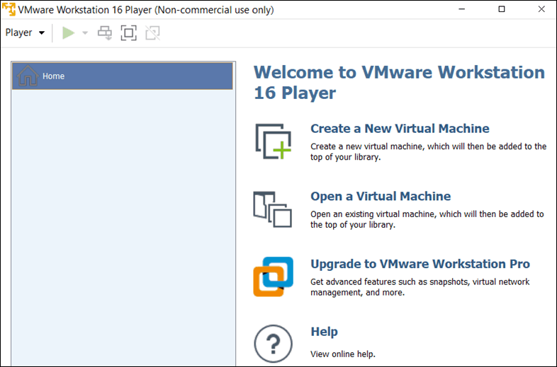 VMware Player 用户界面。