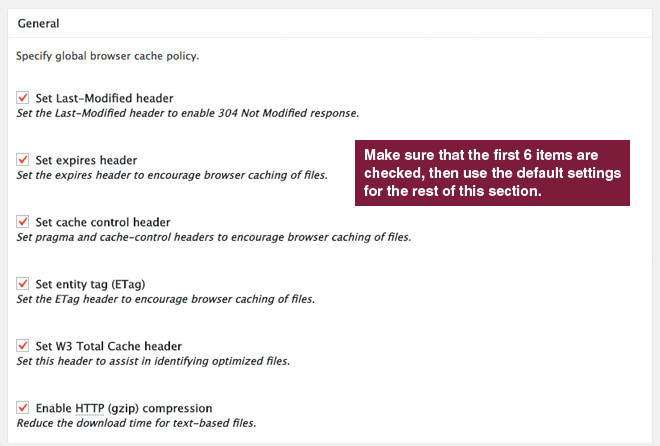 Browser Cache settings in W3 Total Cache
