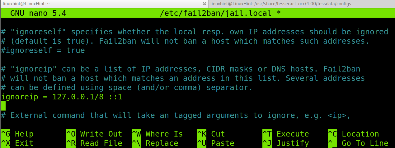 如何在fail2ban上将IP地址列入白名单？