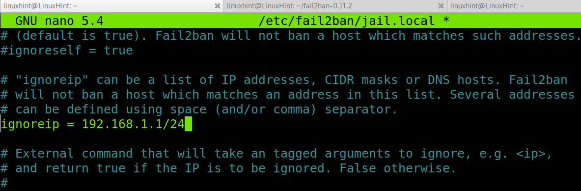 如何在fail2ban上将IP地址列入白名单？
