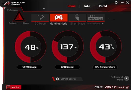 华硕 GPU 调整仪表板