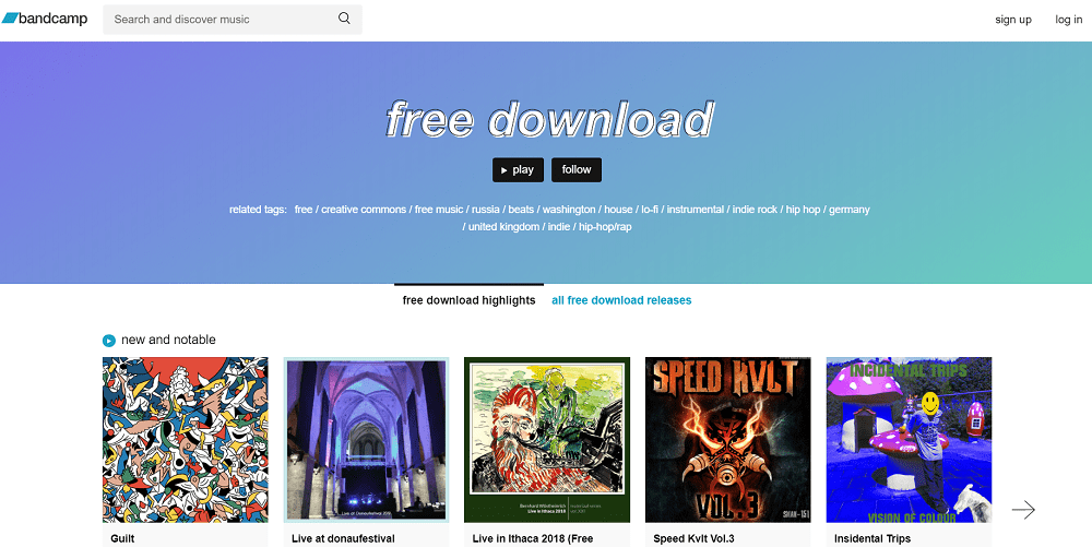 bandcamp - best sites to download english songs free