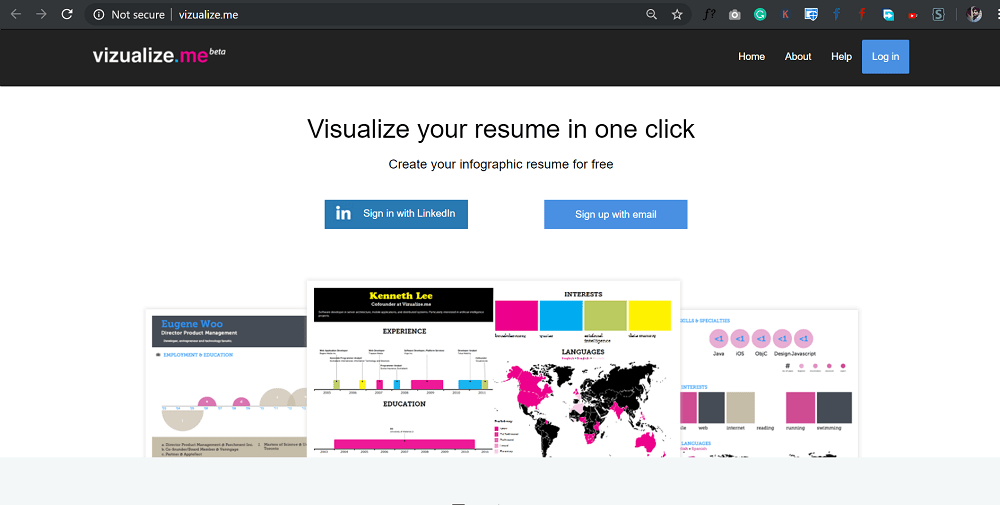 visual.me - 免费创建你的信息图表简历