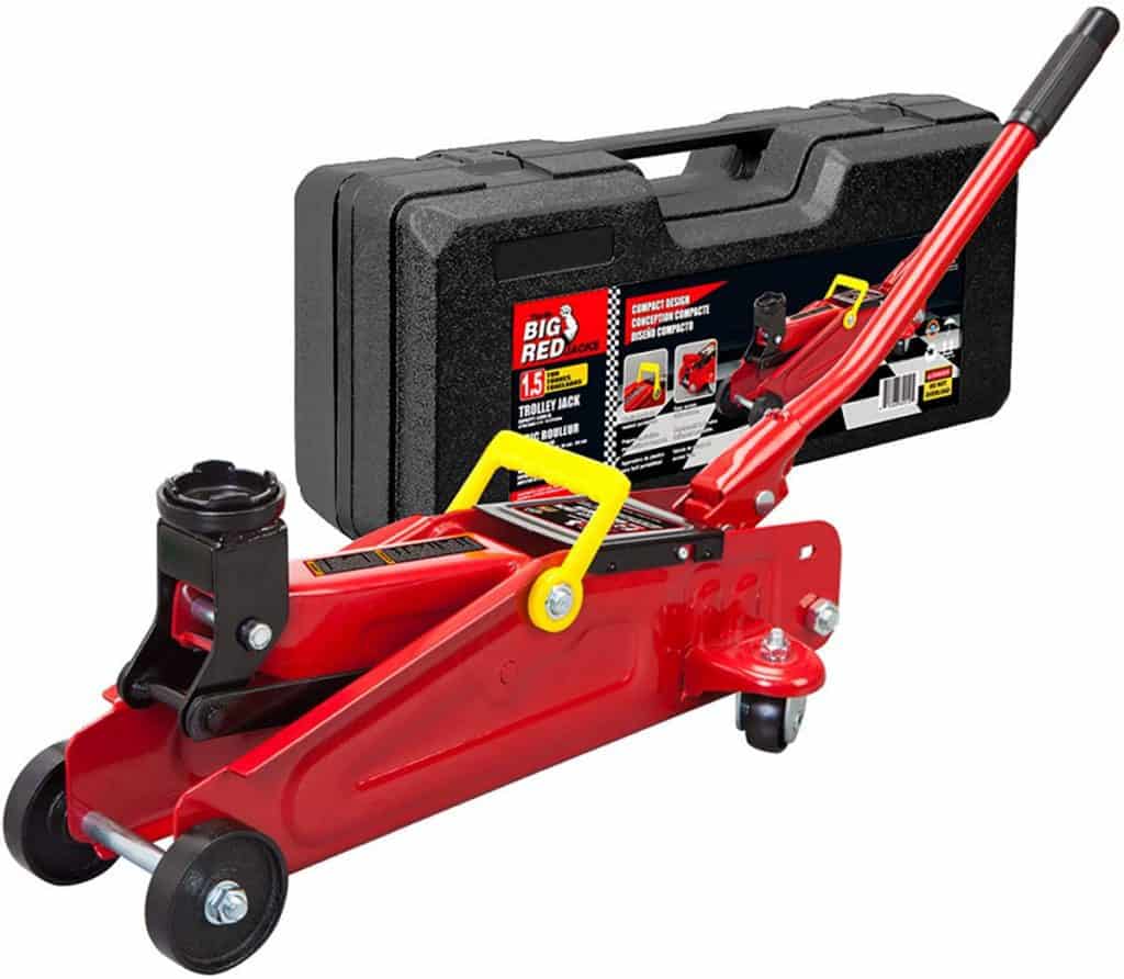 BIG-RED-T820014S-Torin-Hydraulic-Trolley-Service-Floor-Jack-with-Blow-Mold-Carrying-Storage-Case-1.5-Ton-3000-lb-Capacity-Red