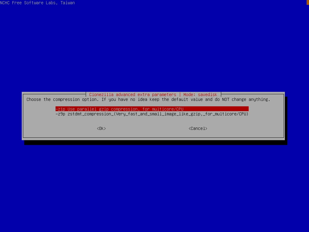 CloneZilla 压缩算法选择