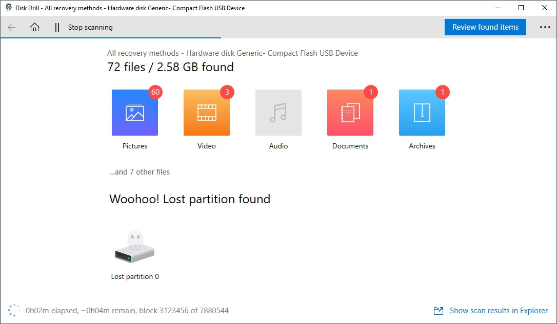 Disk Drill 在 Windows 10 上扫描丢失的文件