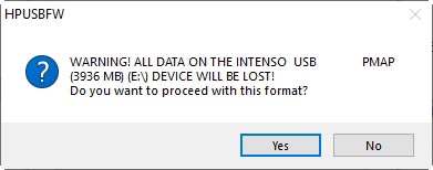 确认 HP 的格式化工具警告以继续格式化。