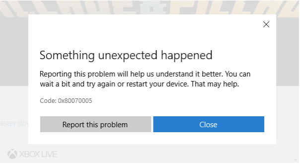微软商店错误 0x80070005