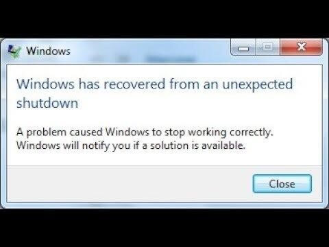 Windows 意外关机错误