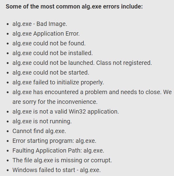 alg exe 错误