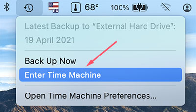 在 macos 中启动 Time Machine