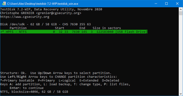 Testdisk 视频恢复软件