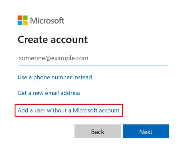 添加没有 Microsoft 帐户的用户
