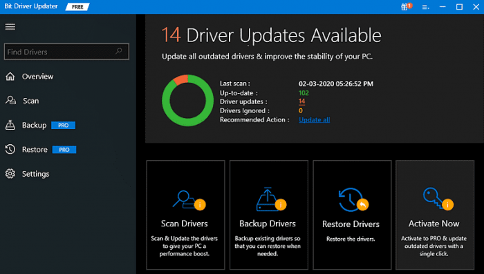 Bit Driver Updater - 扫描你的驱动程序