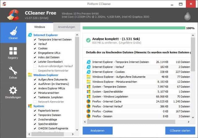 CCleaner Windows 10